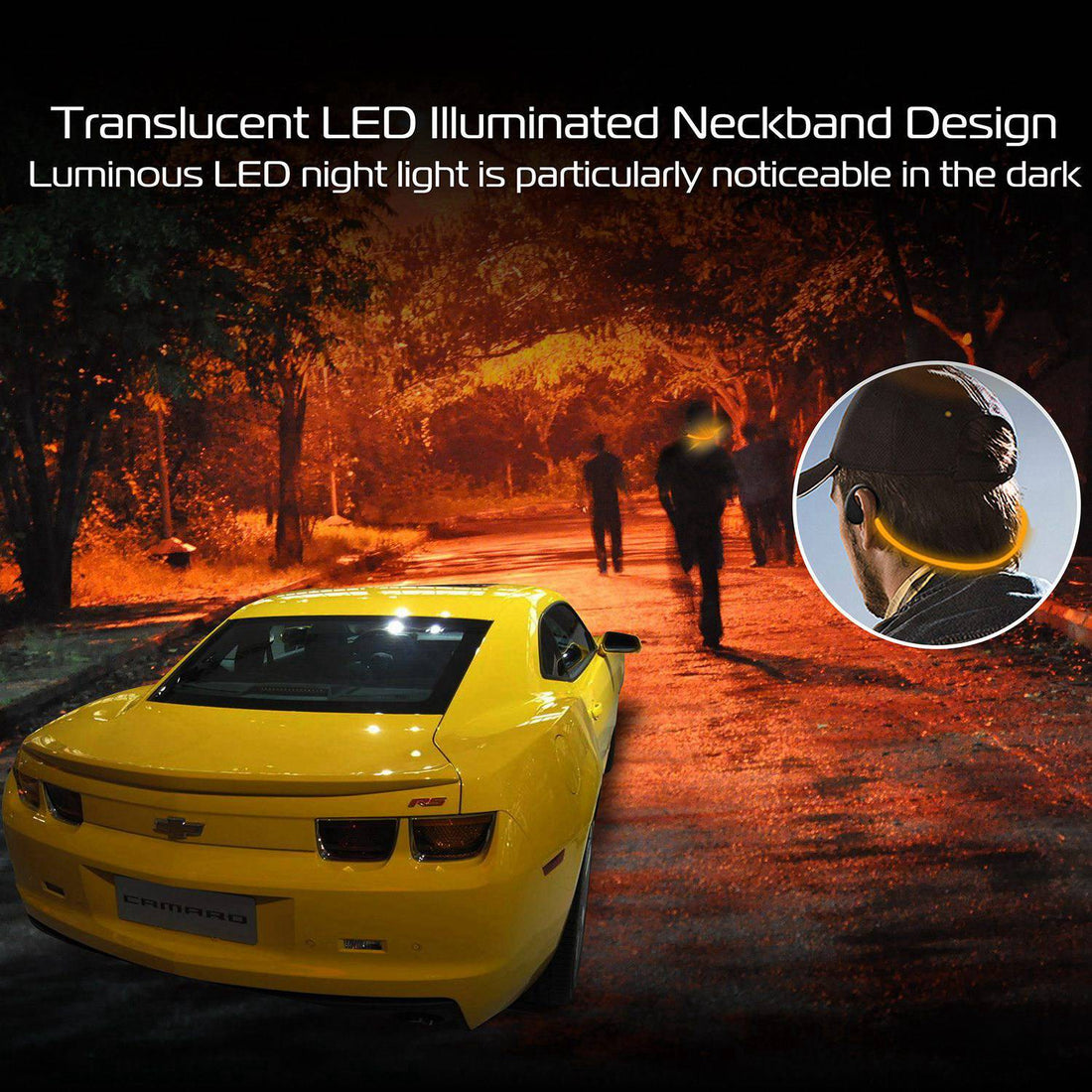 1Pc Wireless Sports Headsets Wireless V4.1 Neckband Earphones HD Stereo Sweat - proof Headphones Earbuds With LED Light Mic 8Hrs Work Running - Mega Mart